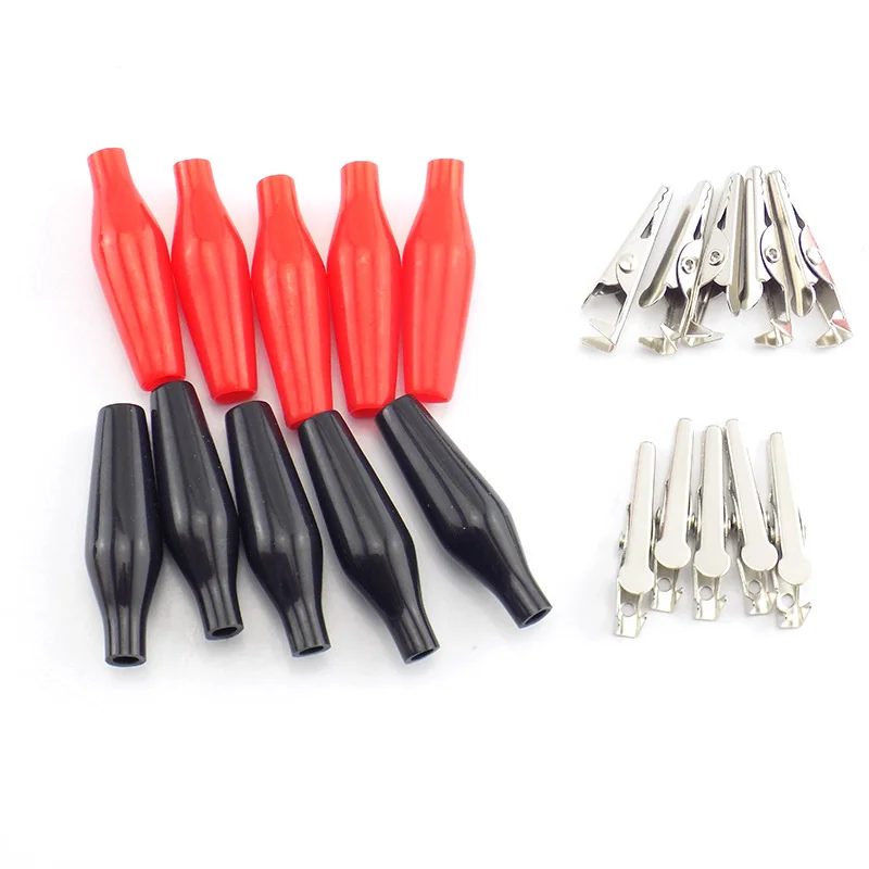 50Pcs 25MM  Metal Alligator Clip G98 Crocodile Electrical Clamp Testing Probe Meter Black Red with Plastic Boot Car Auto Batter images - 6