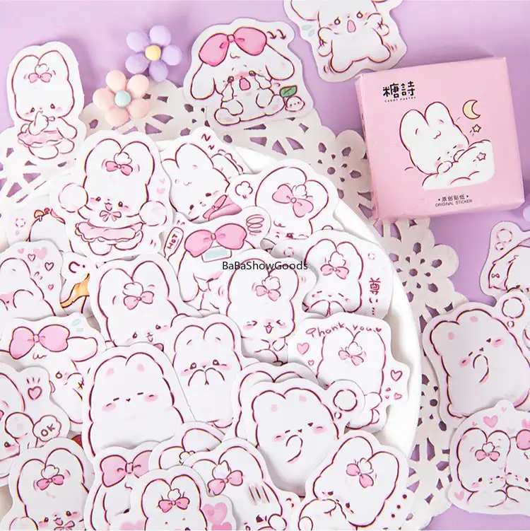 

45 Pcs/Box Cute Rabbit Daily Kawaii Decoration Stickers Planner Scrapbooking Stationery Korean Diary Stickers