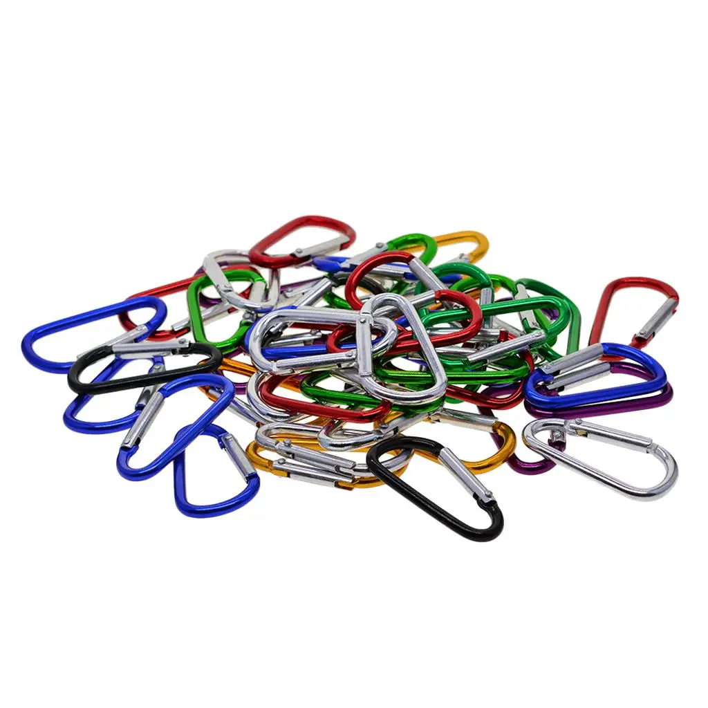 

50x Mixed Aluminum Carabiner Spring Hook Clip for Camping Hiking