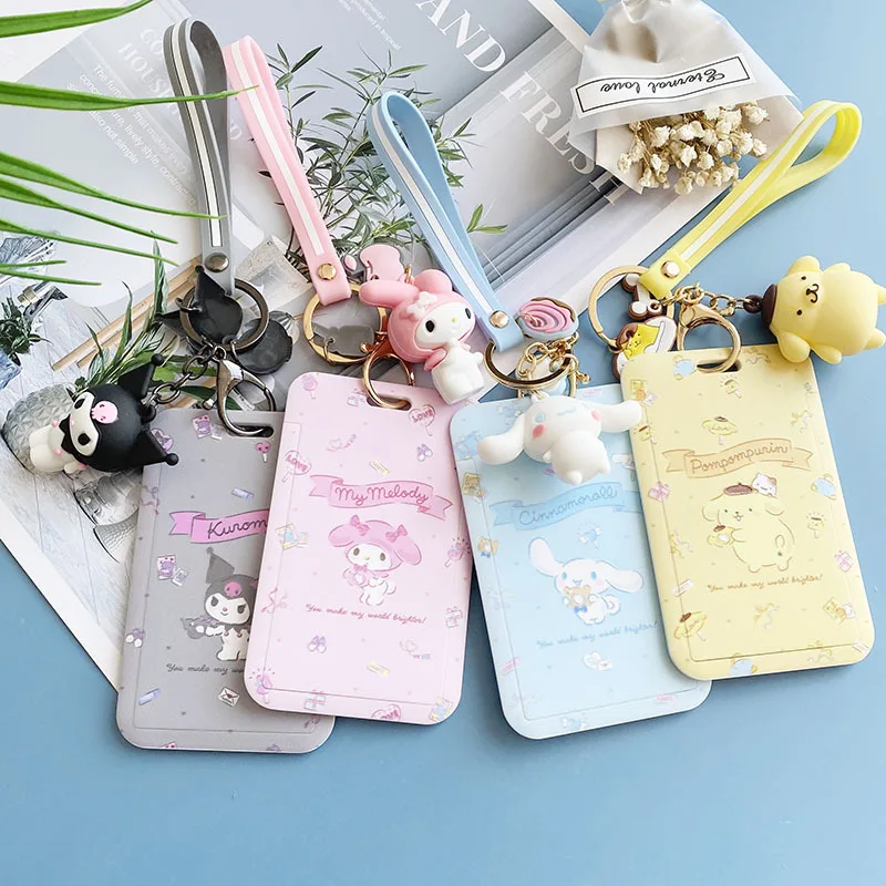 

Sanrio Hello Kitty Pochacco Keychain Sliding Card Cinnamoroll Holder Student Meal Card Kuromi Bus Id Melody Credit Cards