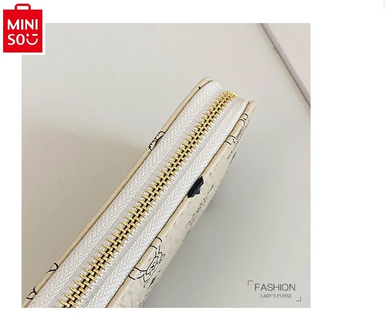 MINISO женский модный длинный кошелек большой емкости на молнии милый винни медведь