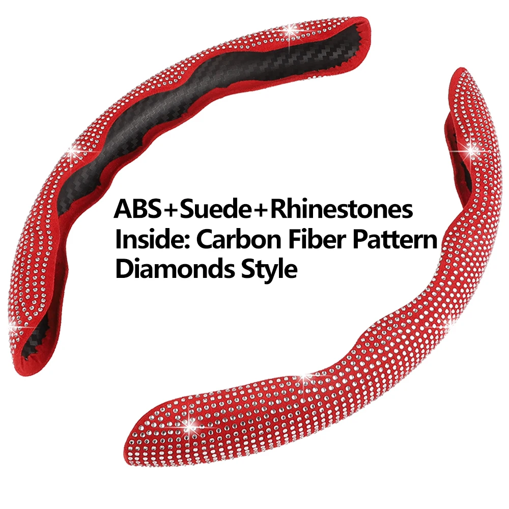 

2pcs Fashion Diamond Style Car Steering Wheel Cover Shiny Rhinestones Winter Summer Both Use For O/D Shape Wheel Cover