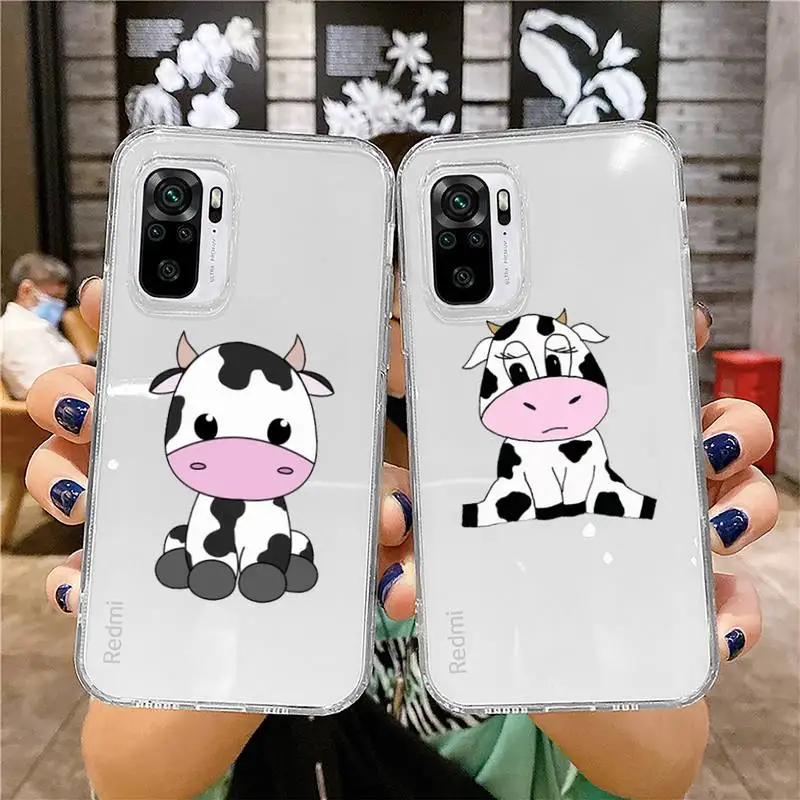 

Cow cute cartoon pattern Phone Case Transparent for Xiaomi redmi note x f poco 10 11 9 7 8 3 i t s pro cover shell coque