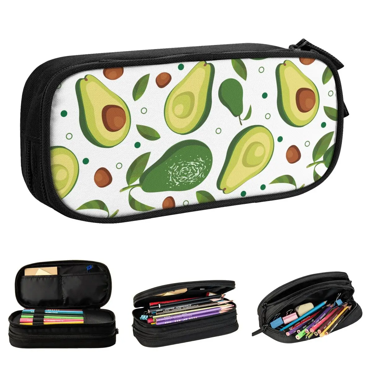 Case Avocados Lover Pen Box Bags Student Big Capacity Office