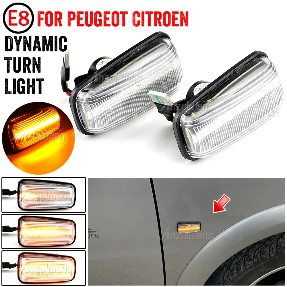 

2x For Peugeot 306 106 406 806 LED Dynamic Turn Signal Side Marker Light For Expert Partner Citroen Berlingo Jumpy Saxo Xantia