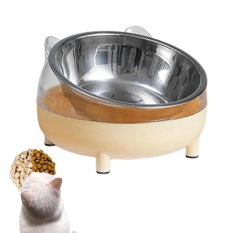 

Raised Cat Food Bowls Non-Slip Whisker-Friendly Anti-Vomit Tilted Cat Bowl Pet Water Food Feed Dog Bowls Elevated Cats Bowl