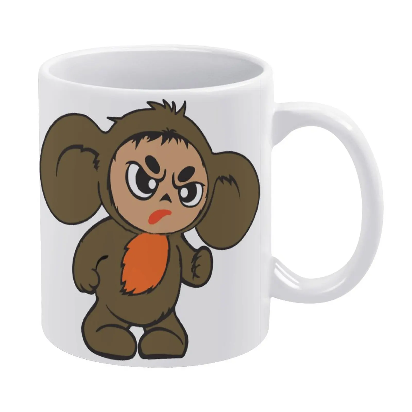 

White Mug Monkey Anime Russia Чебурашка Cheburashkass ANGRY TED DIY Funny Graphic Ceramics Print Graphic Canteen Tea Cups Trop