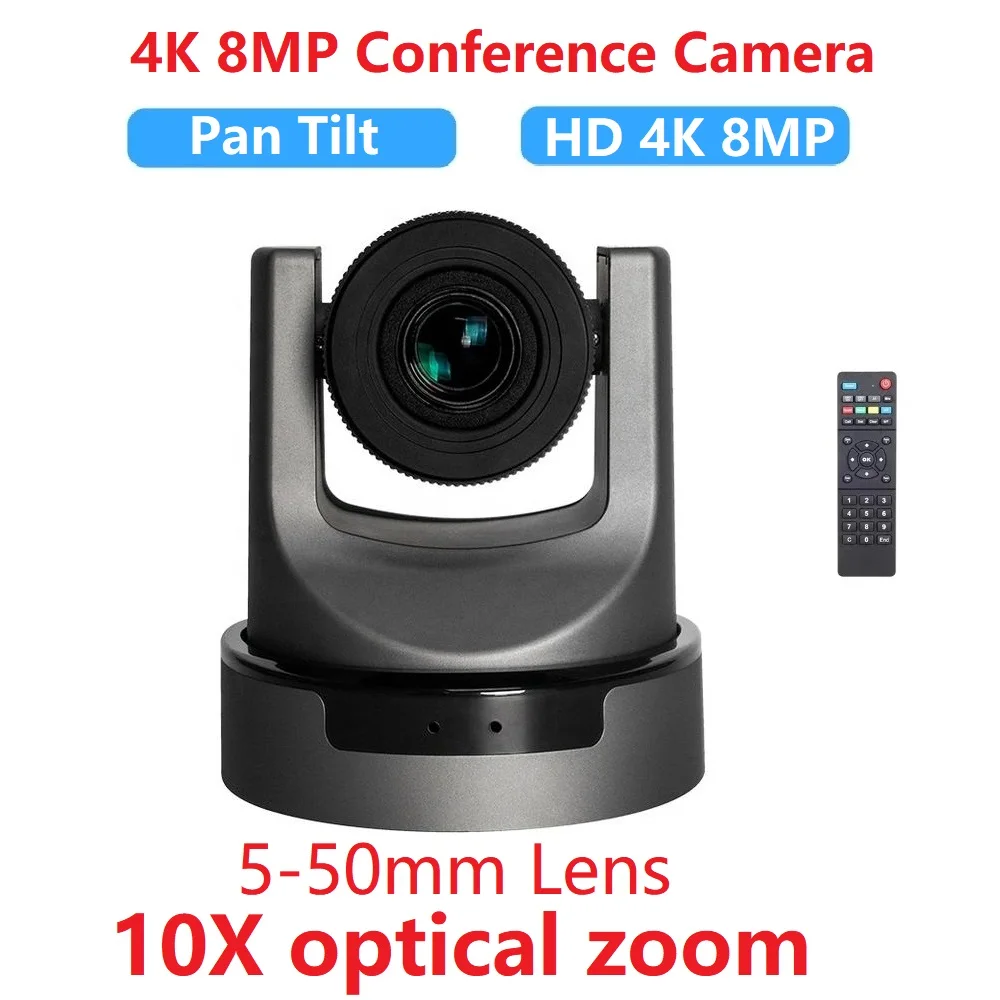 

4K HD USB2.0 Driver-Free Plug Play PTZ Conference Camera Live Streaming Webcam PC 10X Zoom RS485 RS232 Remote Control Broadcast