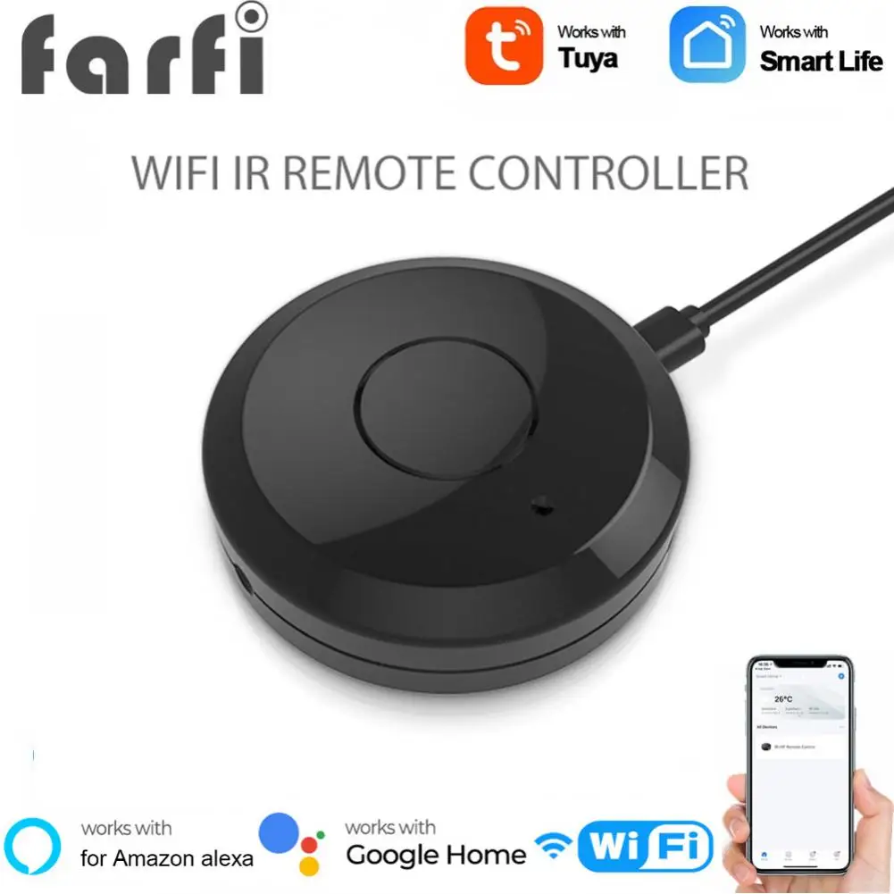 

Tuya WiFi IR Remote Control Universal For TV DVD AUD Air Condition Smart Life APP Timing Controller Works With Alexa Google Home