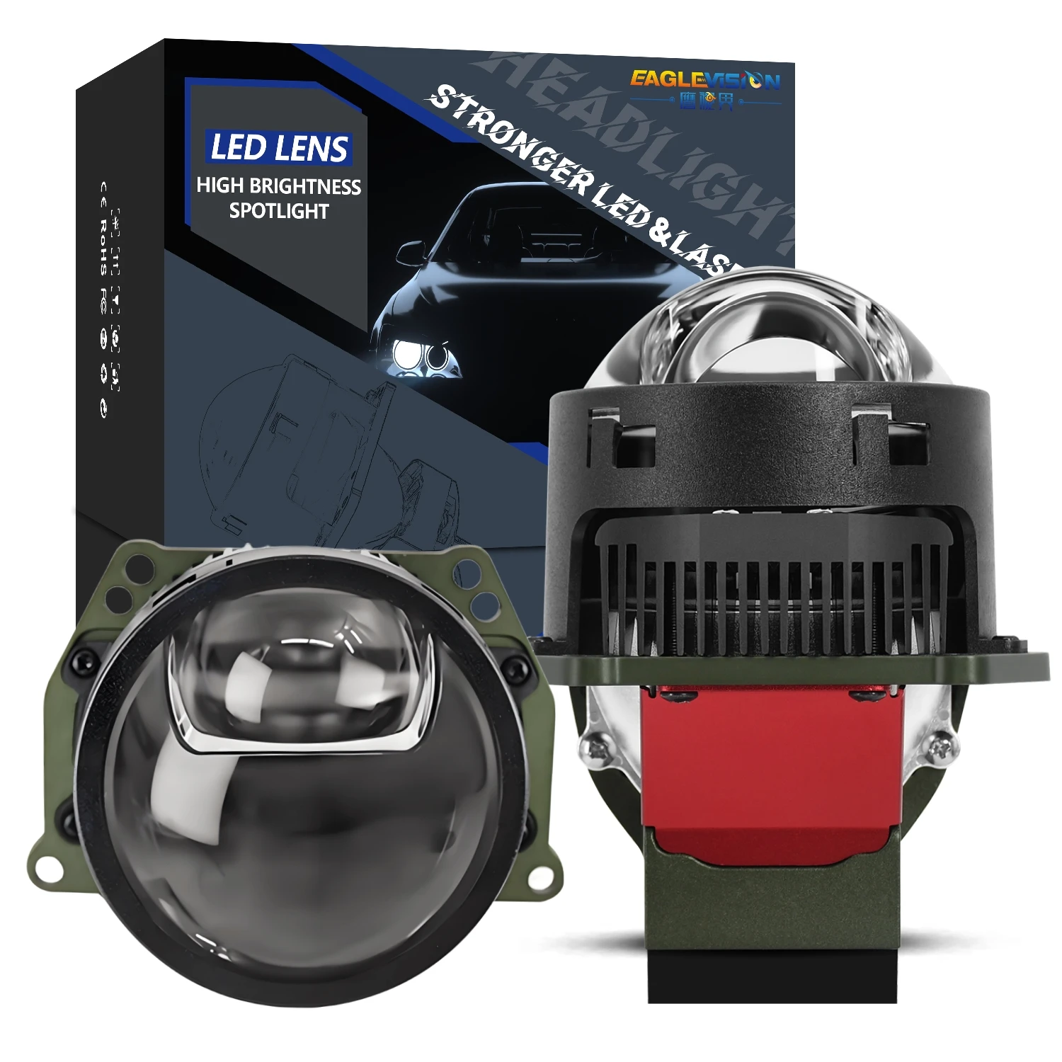 

EAGLEVISION 3,0-дюймовые биосветодиодные линзы для проектора, светодиодные линзы Mile Lighthouse для светодиодных фонарей Hella H4 H7 9005 9006, автомобильные аксессуары