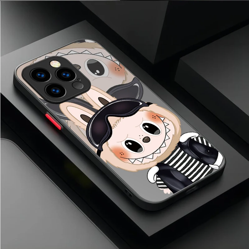 Cartoon Cool Labubu Phone Case For iPhone 16 15 14 13 12 11 Pro Max X XR XS 7 8 Plus SE 2020 Shockproof Matte Hard Bumper Cover