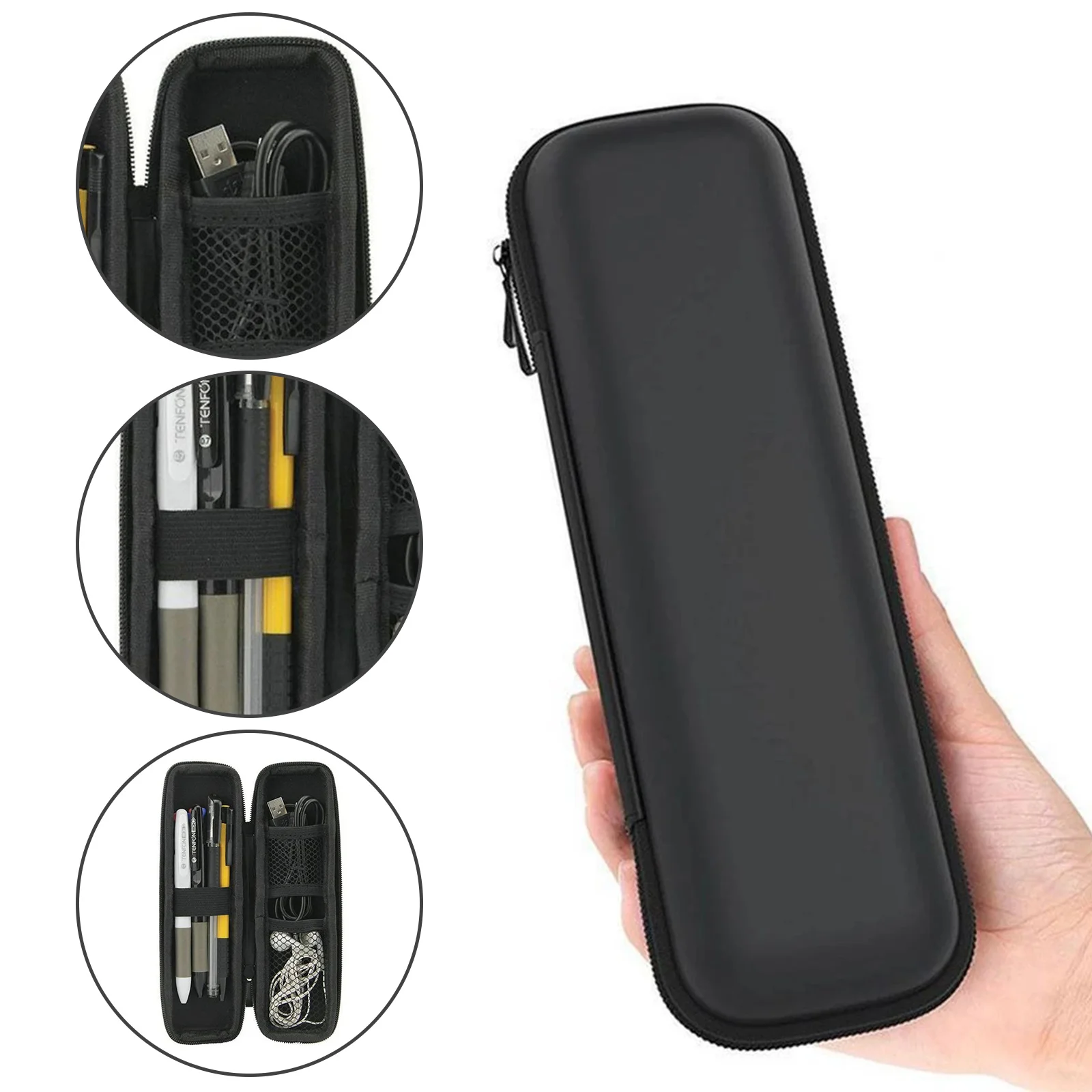 

Black Pen Pencil Case Holder Protective Carrying Pencil Box Bag Storage Container For Ballpoint Pen Stylu Home Office Storage