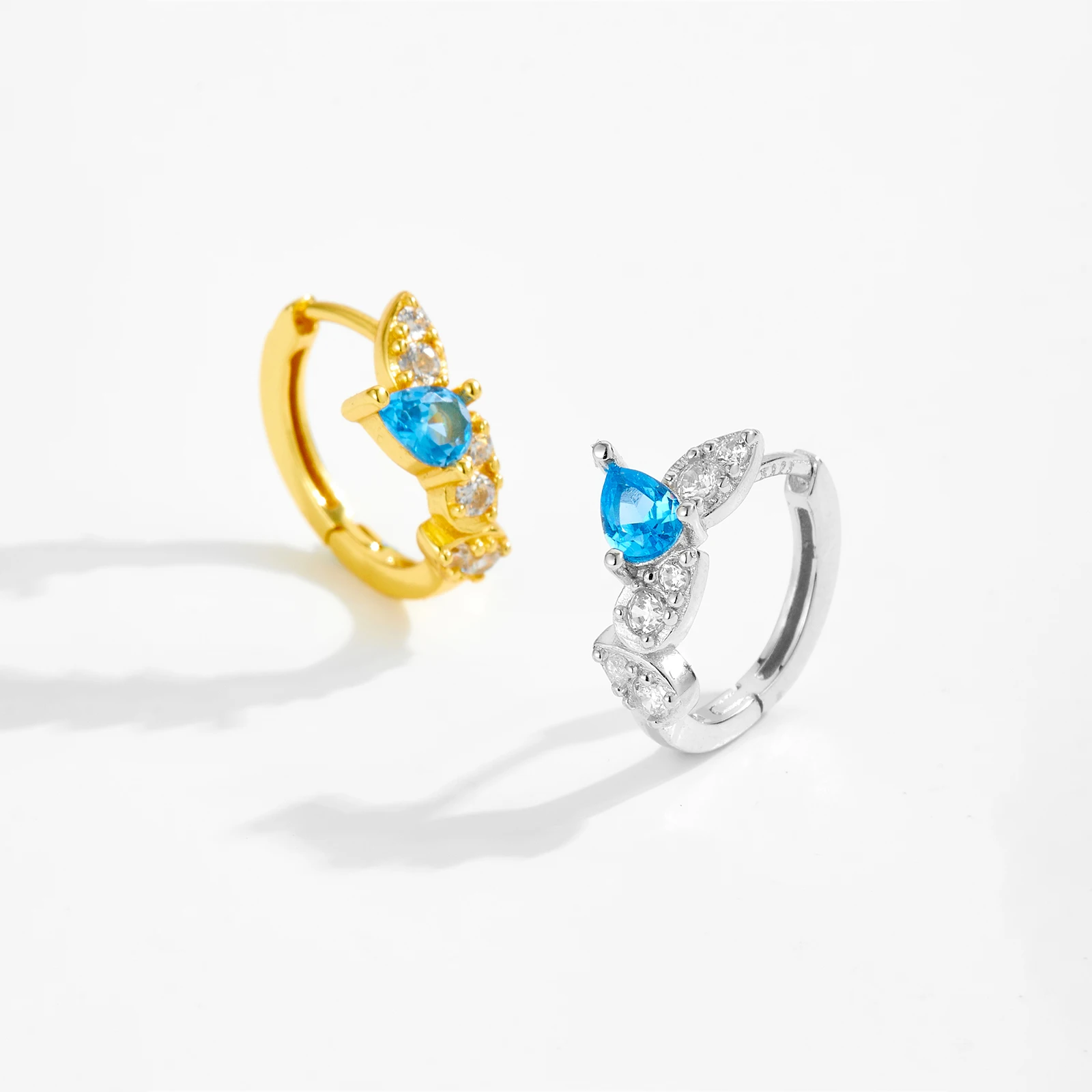 ANDYWEN Стерлингового Серебра 925 Нерегулярная Звезда Светло-Голубой Прозрачный