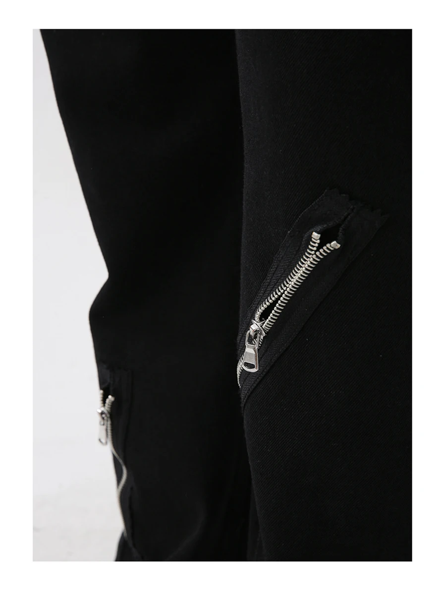 Four Seasons Men's European and American Fashion Jeans Multi-zipper Design Loose Casual Pants Men's and Women's Same Style JEANS