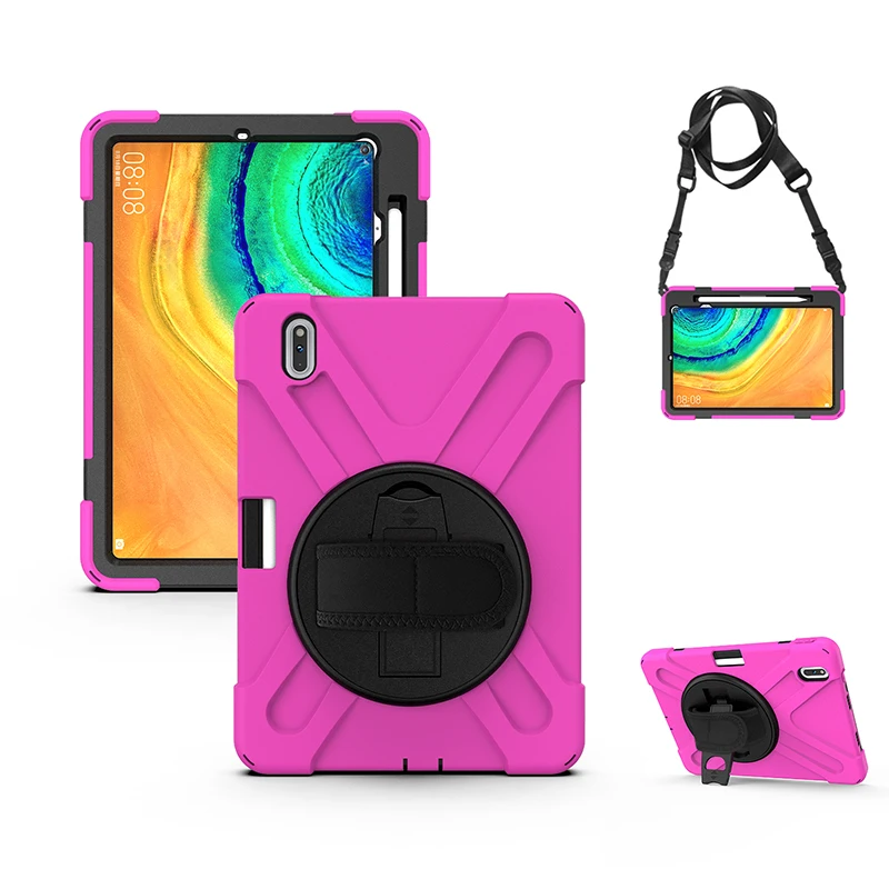 

MatePad 10.8 Silicone Case for Kids Shockproof Cover with Rotatable Stand Shoulder Strap for Huawei Matepad 10.8 2020+Pen