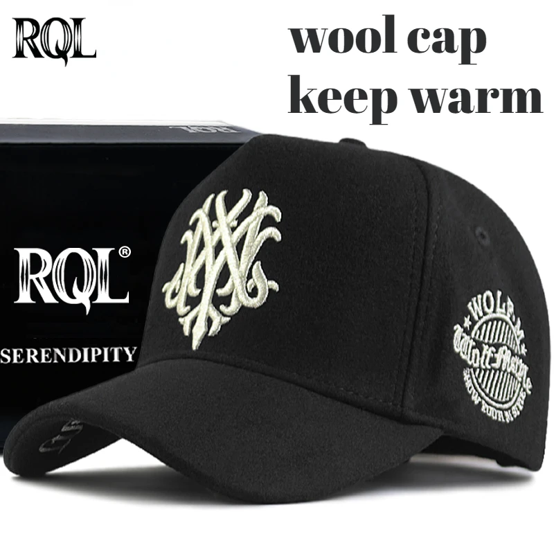 Big Size Baseball Cap Wool Winter Hat for Men Women Embroidery Totem Fashion Designer Trucker Hat Keep Warm Windproof Cotton