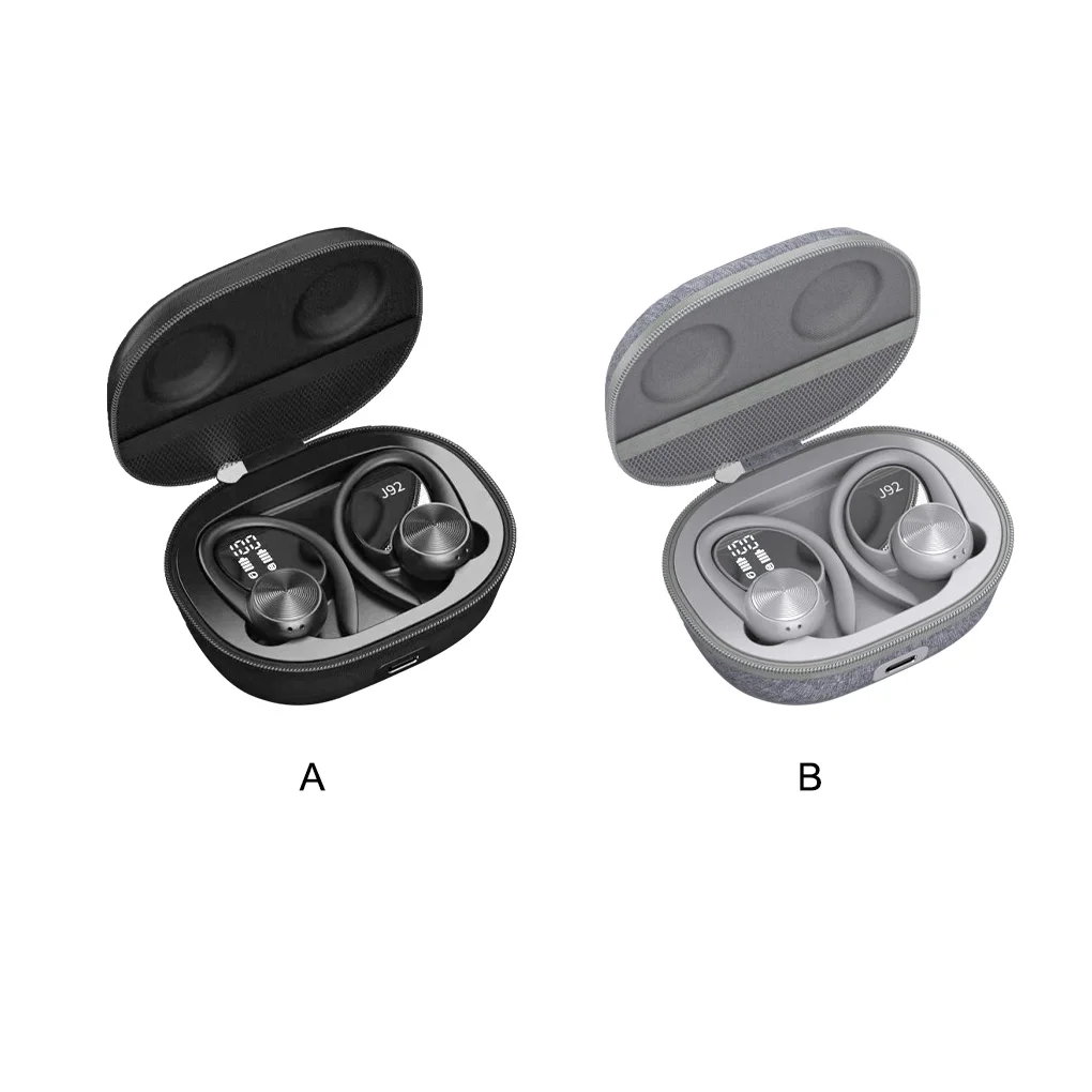 

Earphone Bluetooth-compatible Rechargeable LED Digital Noise Cancelling Touch Control Headset Portable Earbuds Gray