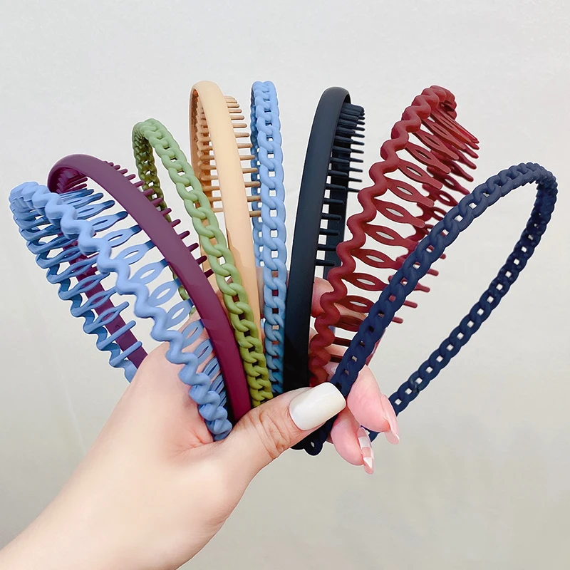 

2/3pcs/set Women Solid Matte Chain Wave Toothed Hairbands Sweet Hair Decorate Headband Hair Hoops Fashion Hair Accessories