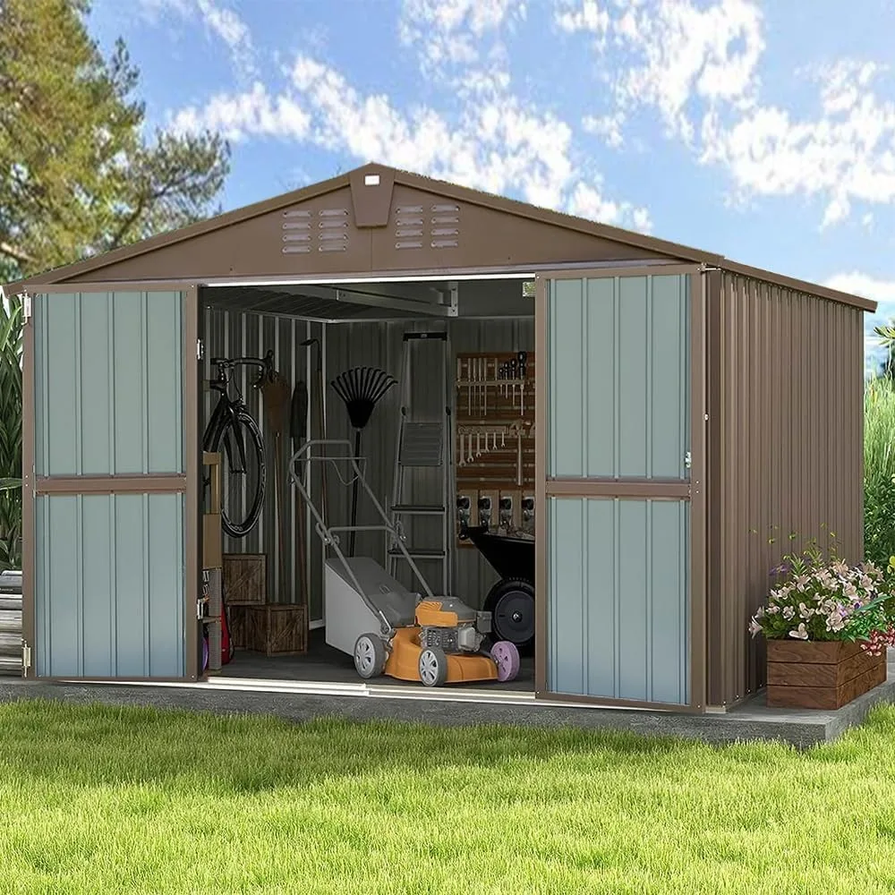 

Large Metal Storage Shed,8 x 10FT Sheds & Outdoor Storage,Patio Storage Cabinet with Lockable Door,Tool Cabinet Garden Tool Shed