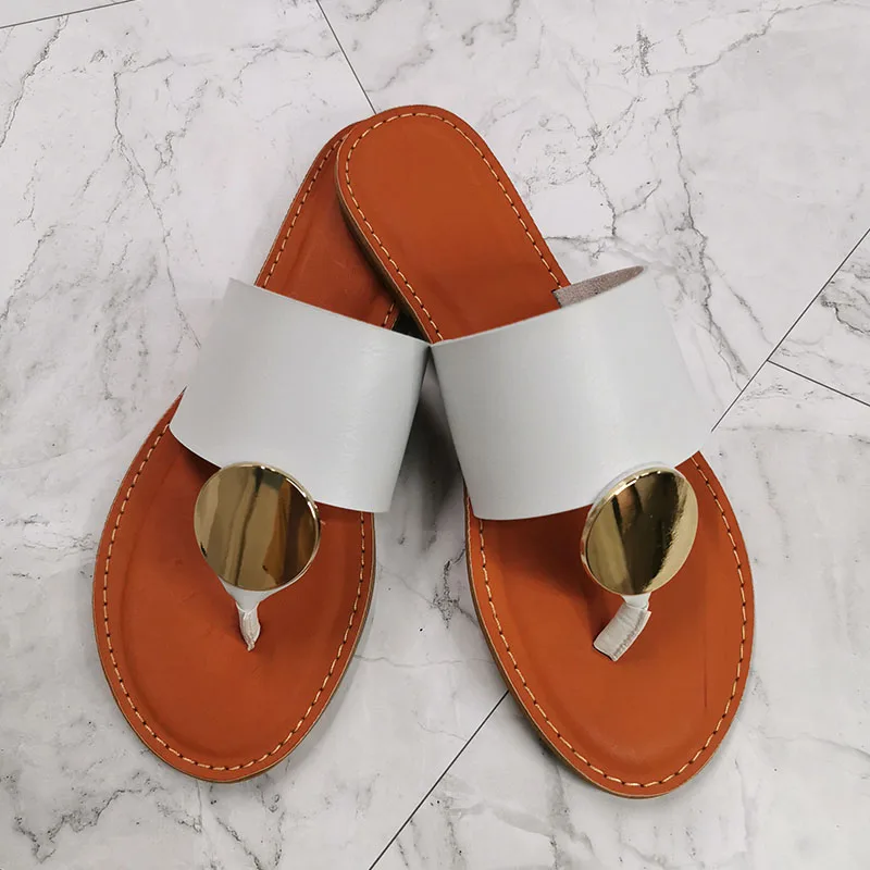 Women Sandals Leather Summer Shoes Retro Thin Straps Open Toe Beach Slides Flat with Woman Sandals  Female Footwear Plus Size 41