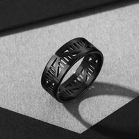 chereda unisex open black ring biology molecule stainless steel unique ring science adjustable rings for men boyfriend gift