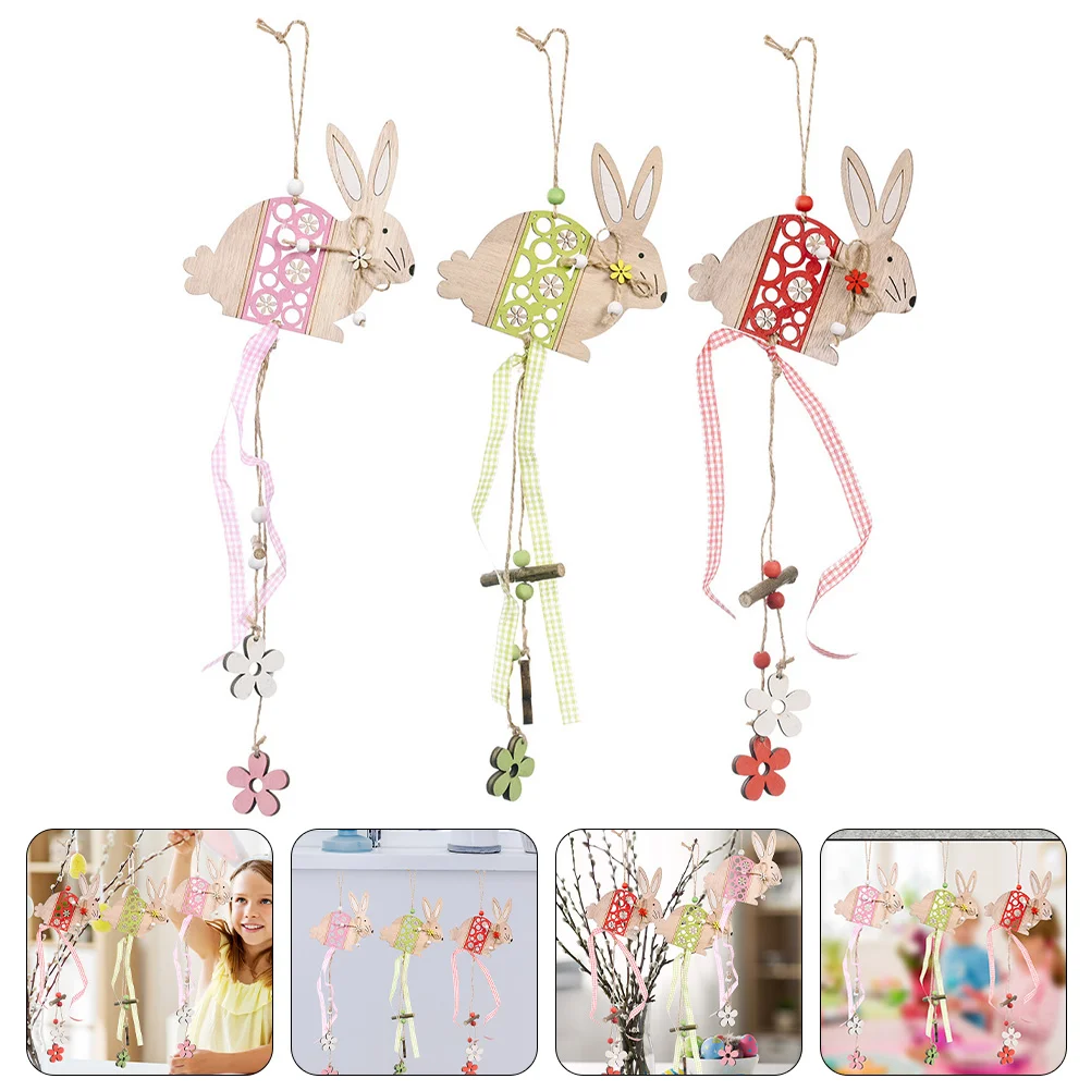 

Easter Bunny Hanging Wooden Ornament Ornaments Decorations Cutouts Tree Wood Rabbit Decor Party Crafts Embellishments Pendants