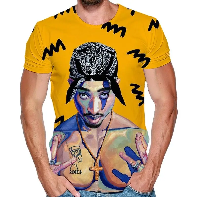 Top Rap Tupac Shakur 2pac T-Shirt Legendary Rapper 3d Printing Men'S And Women'S Fashion Casual Camisetas Hombre Oversized Top