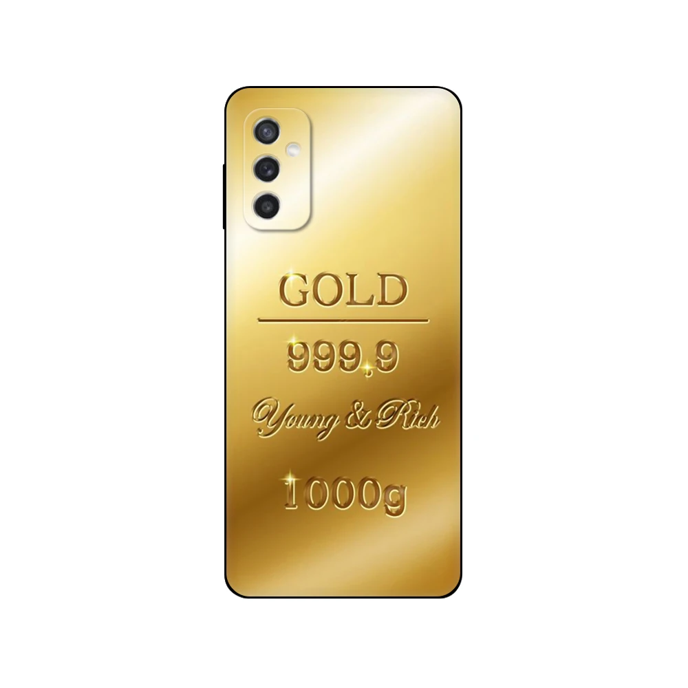 Black Tpu Case Fine Gold For Samsung Galaxy F23 M12 M22 M23 M32 4G M52 5G M30S M21 A04s