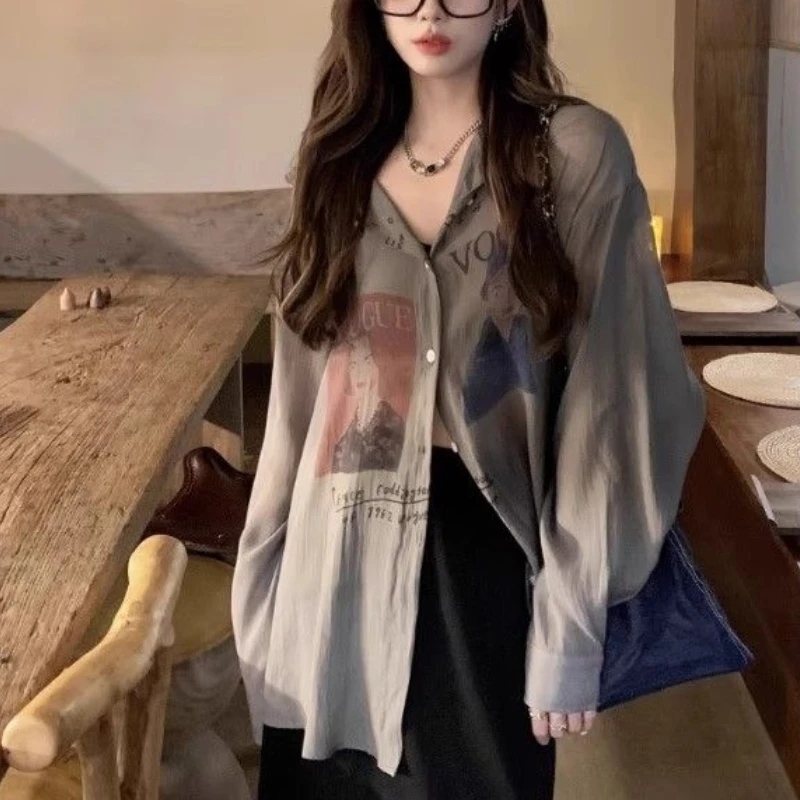 Женская блузка на пуговицах Повседневная Блузка в стиле ретро свободная