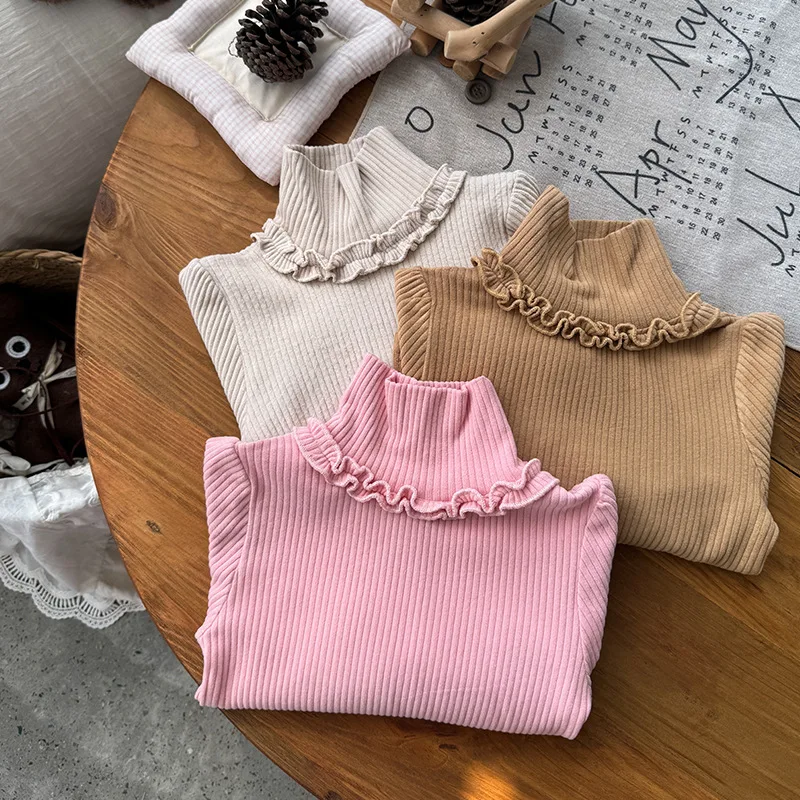 Блузка для девочек 2024 зимняя новая детская одежда корейский стиль сетка цветная