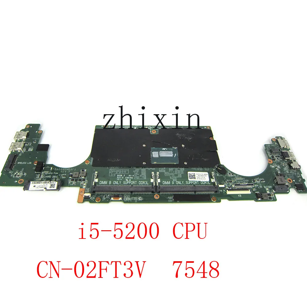 Материнская плата yourui для ноутбука DELL Inspiron 15 7548 с процессором i5-5200U системная 2FT3V