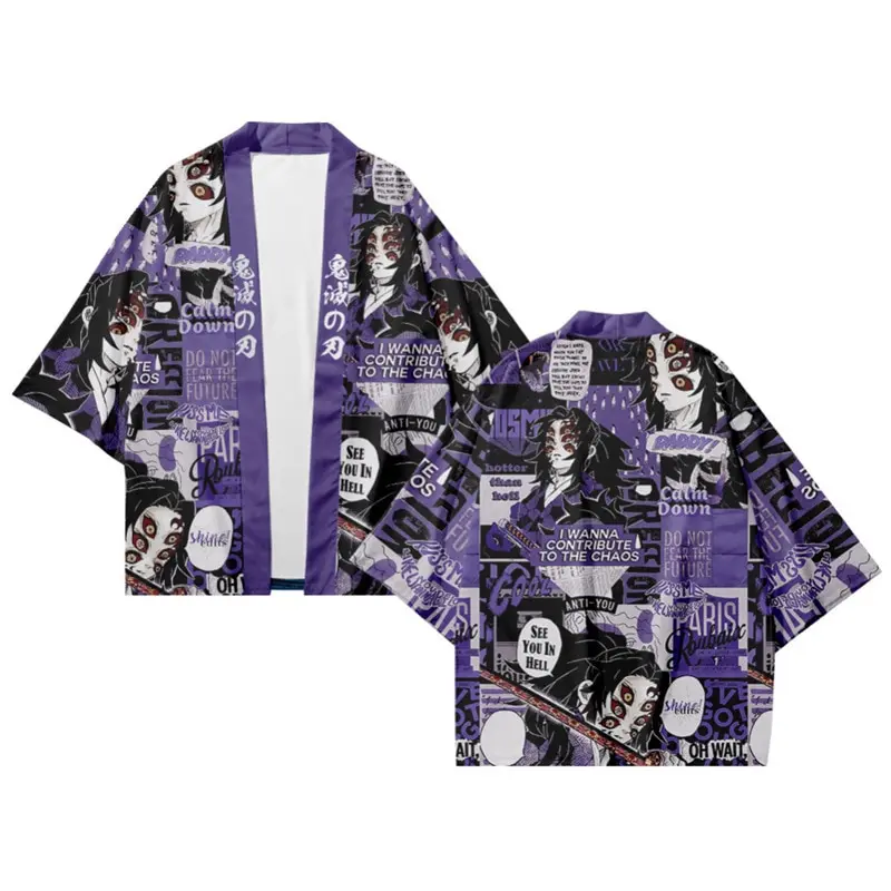 

Demon Slayer Kimonos Anime Kokushibo 3D Printed Men Women Fashion Cloak Cosplay Costume Japanese Kimono Kids Tops Coats Clothing