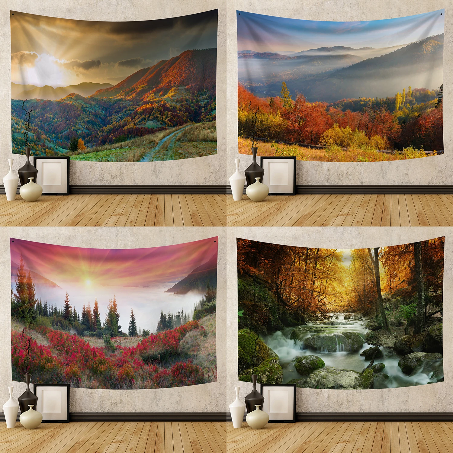 

Nature Landscape Wall Hanging Tapestry Mountains Rivers Forest Bohemian Decor Tapestry Bedroom Living Room Home Decor Wholesale