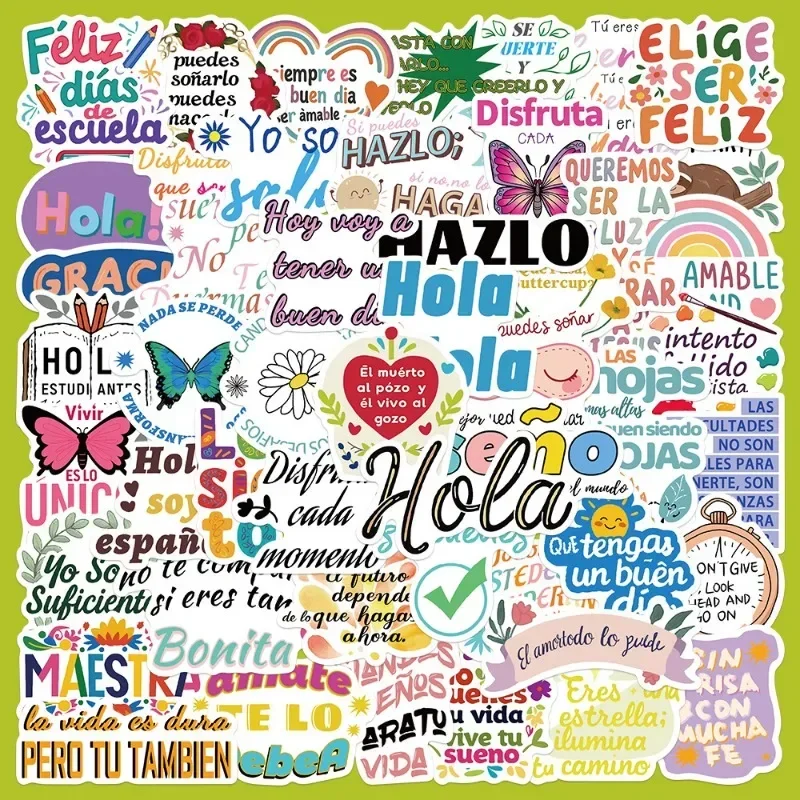 10/50 шт. наклейки с испанскими мотивационными высказываниями водонепроницаемые