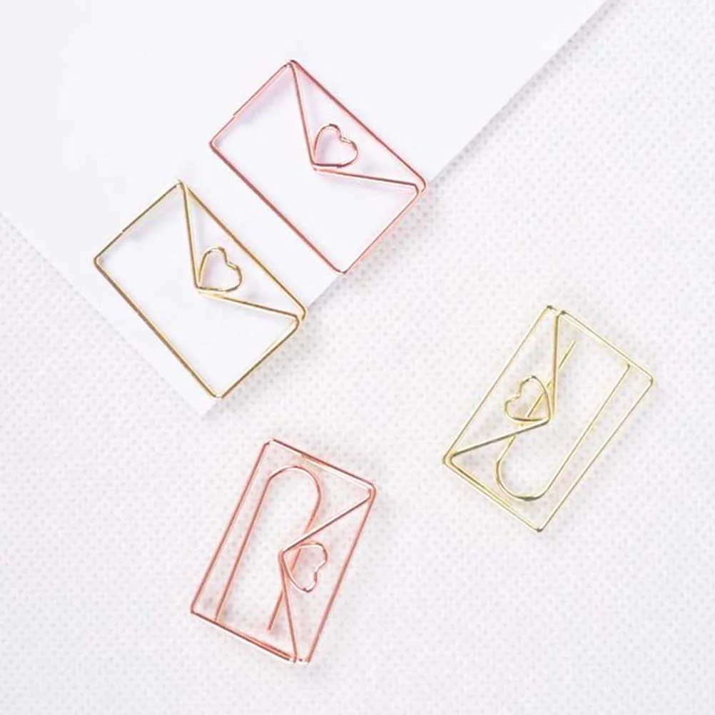 

10pcs Metal Paper Clips Heart Envelope Shaped Note Photo Sign Clips Clips for Home Office School
