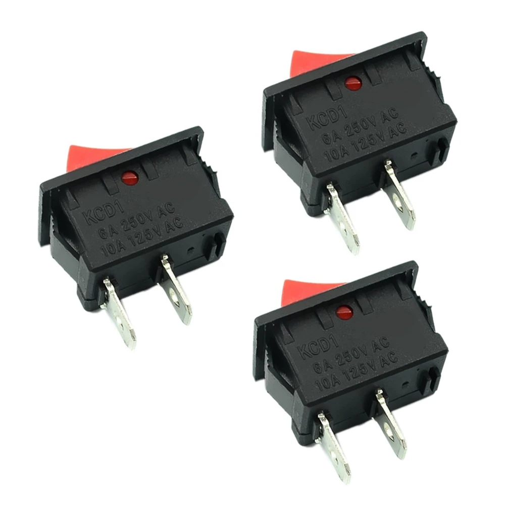 10PCS On-Off KCD11 2Pin 2P Black Red Boat Car Rocker Switch 3A 250V 6A 125V AC Button KCD1-11 10X15 KCD117