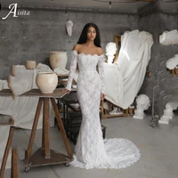 bohemian mermaid wedding dresses with lace applique romantic vestidos de boda modest bride robe vintage bridal gown
