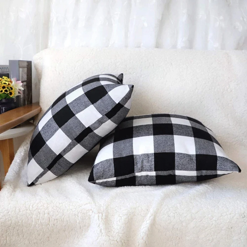 2 шт. клетчатые наволочки в черно-белую клетку |
