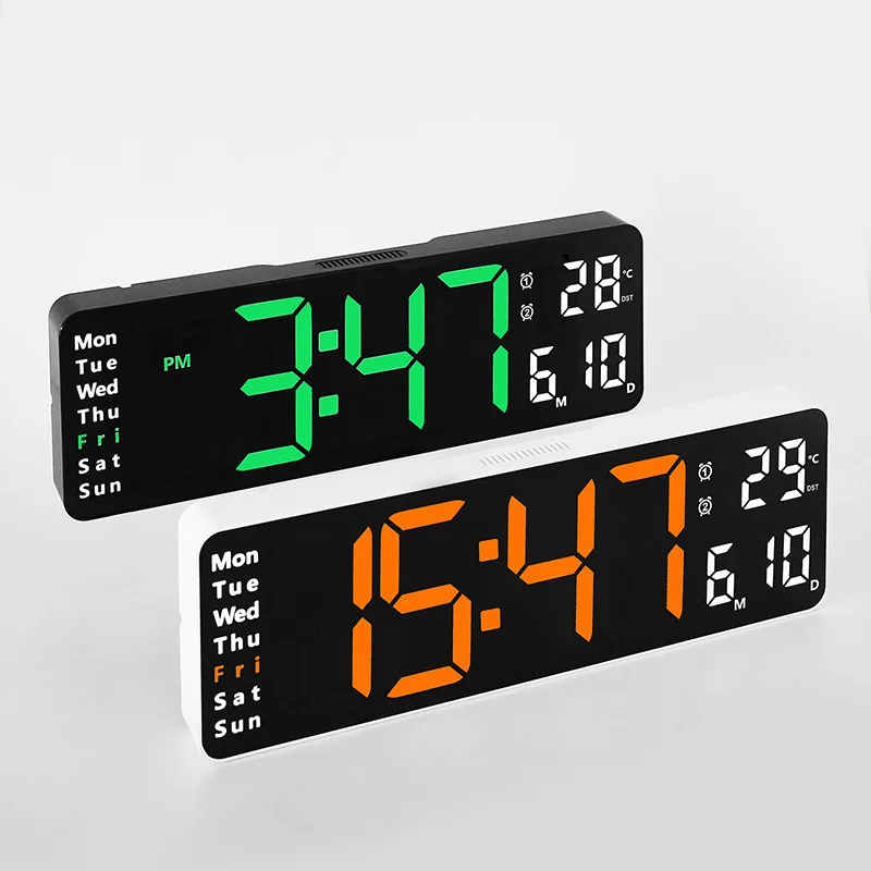 Remote Control Temp Date Week Display Timer Countdown Table Clock Wall-mounted Dual Alarms Led Clocks