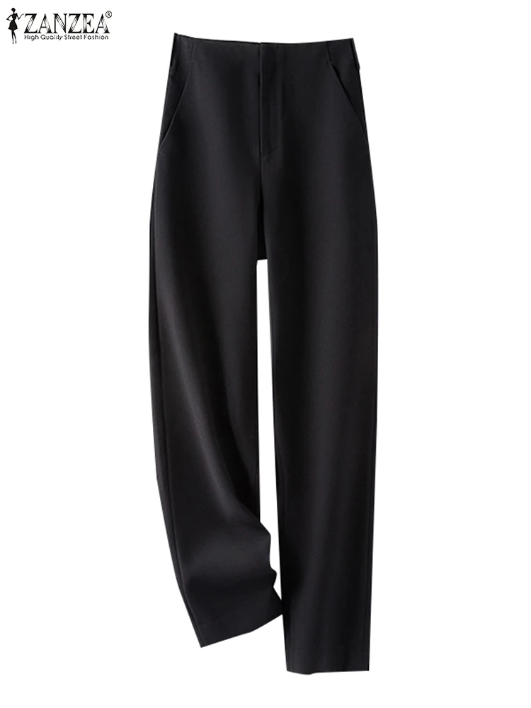 2024 летние женские длинные брюки модные однотонные офисные ZANZEA на молнии с