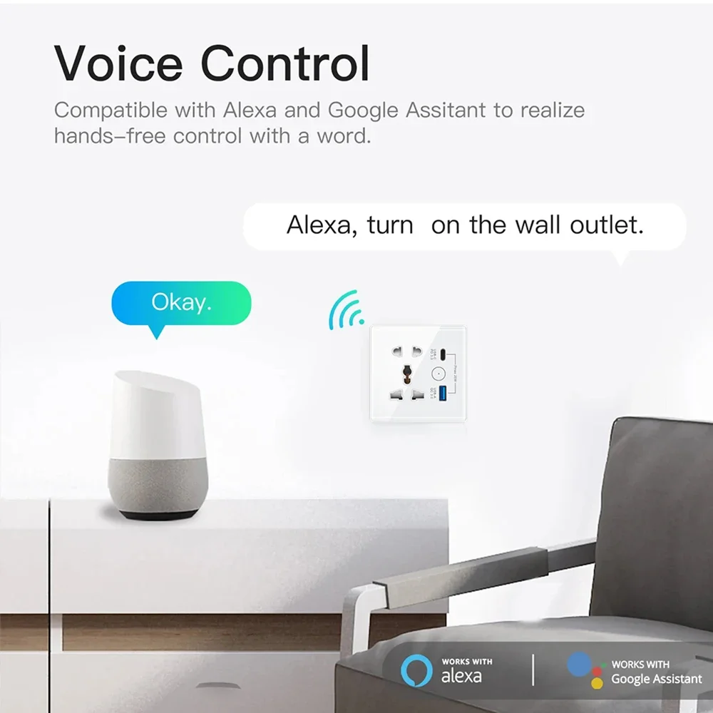 Умная розетка с Wi-Fi и USB-портом 20 Вт