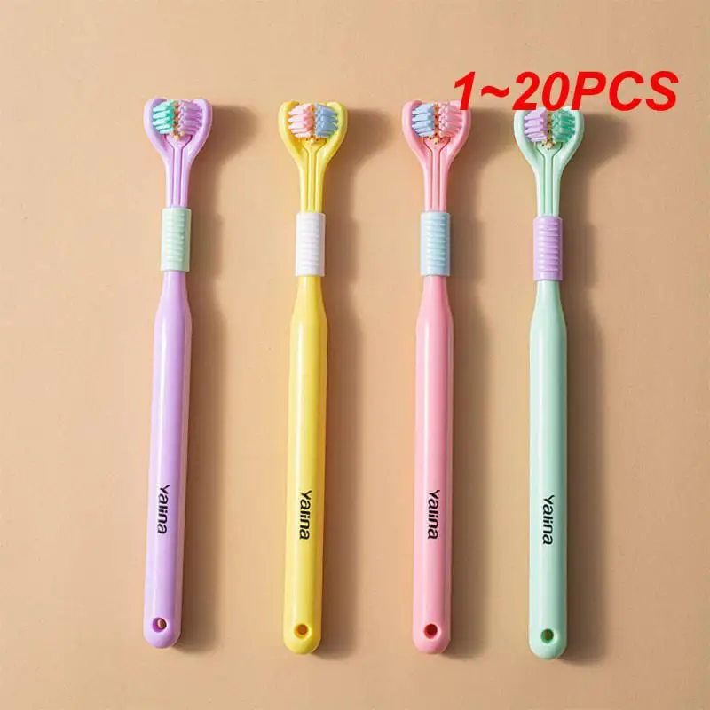 

1~20PCS Stereo Three-Sided Toothbrush PBT Ultra Fine Soft Hair Adult Toothbrushes Tongue Scraper Deep Cleaning Oral Care Teeth