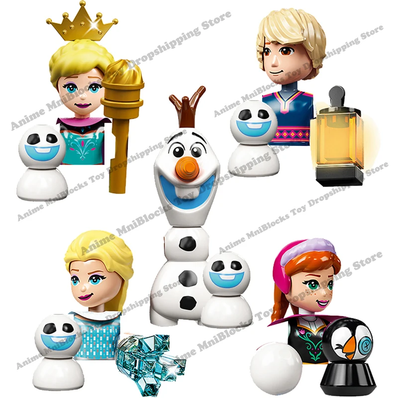 66006-66010 Disney Frozen Princess Elsa Anna anime bricks mini action toy figures Assemble building blocks toys for kids gifts