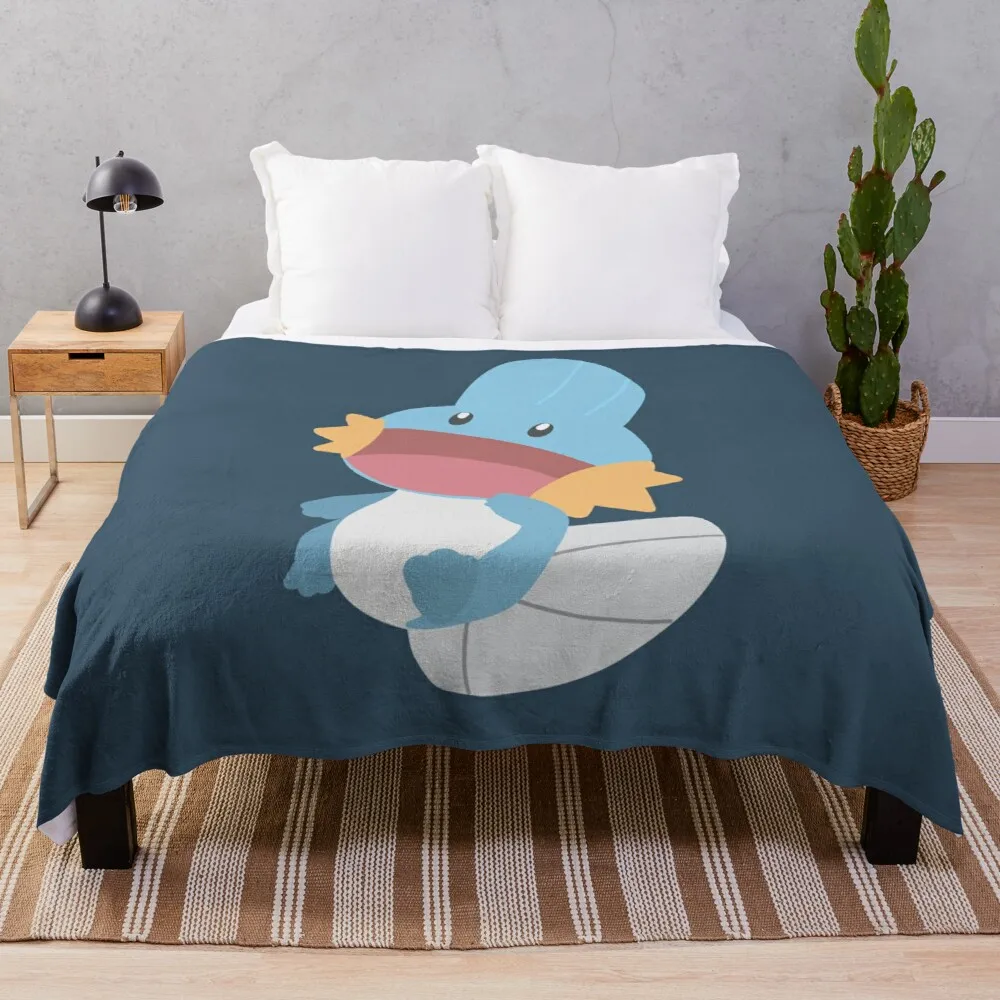 Plain Cover Blanket Kawaii Throw Blanket Custom Blanket Bed Fabric Minimalist Mons:Mudkip The Mudfish Throw Blankets