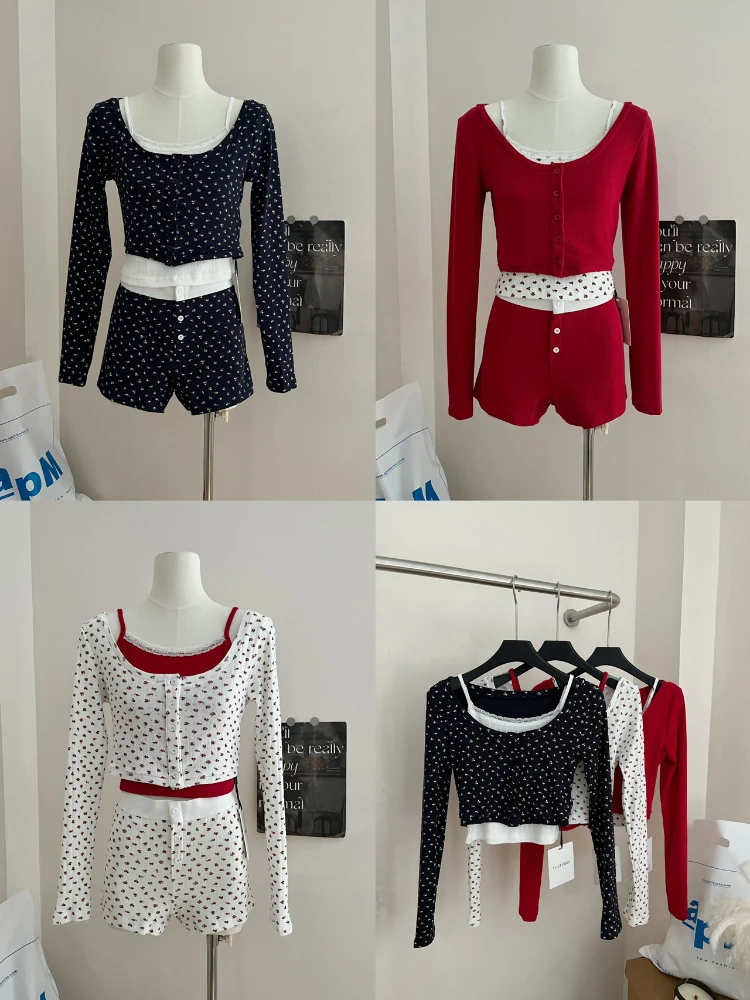 Женский трикотажный кардиган повседневный короткий жилет и облегающие шорты