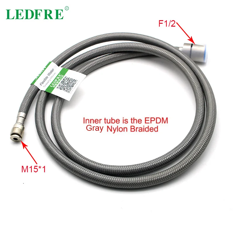 

LEDFRE F1/2xM15*1 гибкая подводка воды 1/2 задний нейлоновый проводной кухонный смеситель выдвижной шланг для крана серый нейлоновый бюстгальтер шланг для кухонного смесителя с датчиком движения LF24002