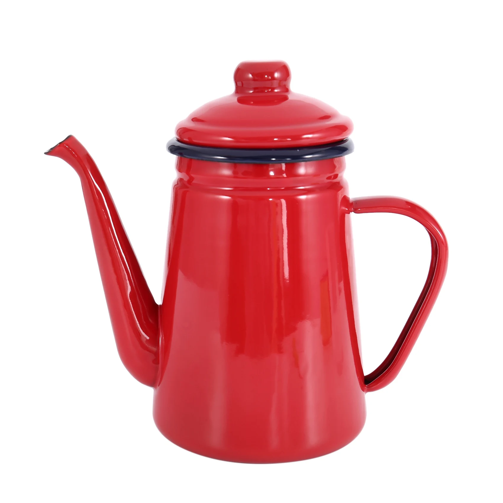 

1.1L High-Grade Enamel Coffee Pot Pour over Milk Water Jug Pitcher Barista Teapot for Stove and Induction Cooker Red