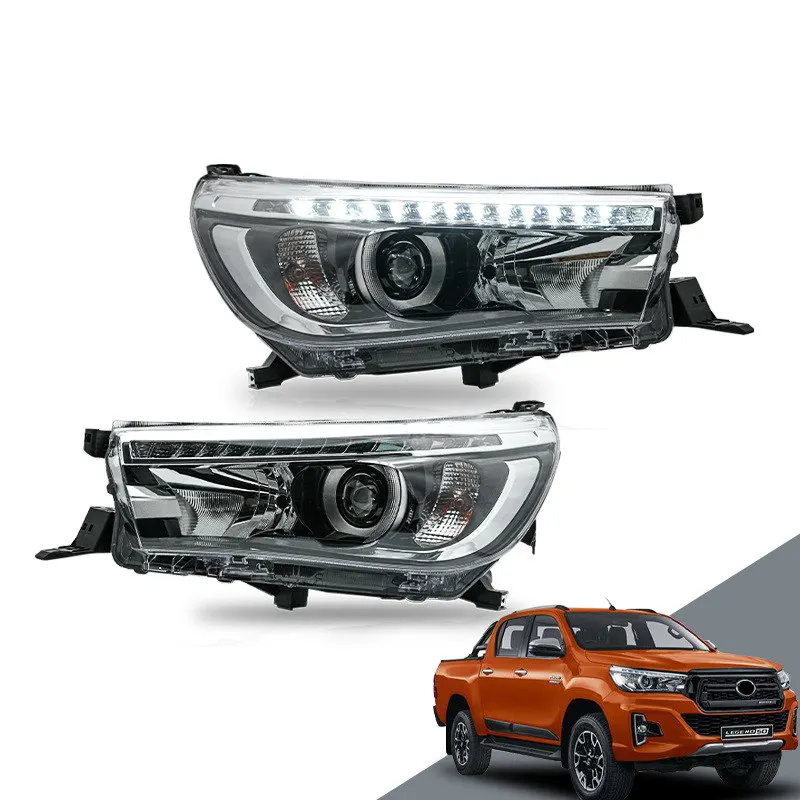 

Car Daytime Head Lamp For Toyota Hilux LED Headlight Assembly 2015-2020 Dynamic Turn Signal High Beam Auto Accessories Lamps