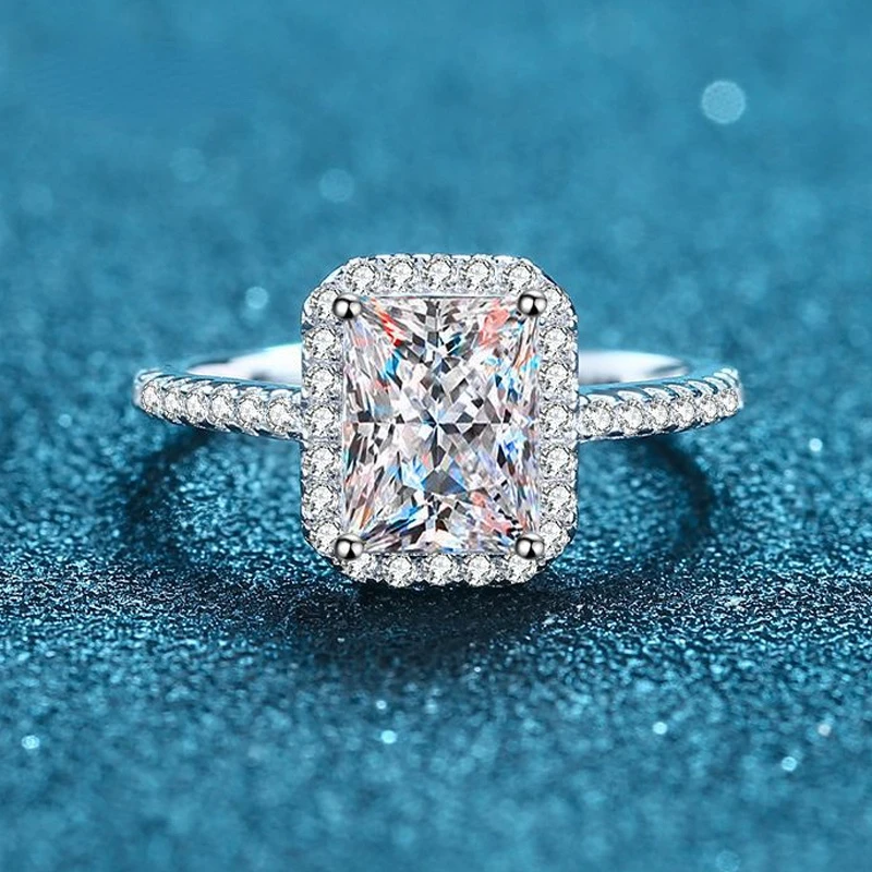

Сертифицированное обручальное кольцо с муассанитом с блестящей огранкой карата, бесцветные кольца с бриллиантами, свадебные кольца из стерлингового серебра