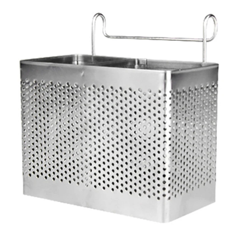 

Stainless Steel Chopsticks Holder Hanging Cutlery Drying Basket Tableware Drainer with Hooks Kitchen Utensil(A)